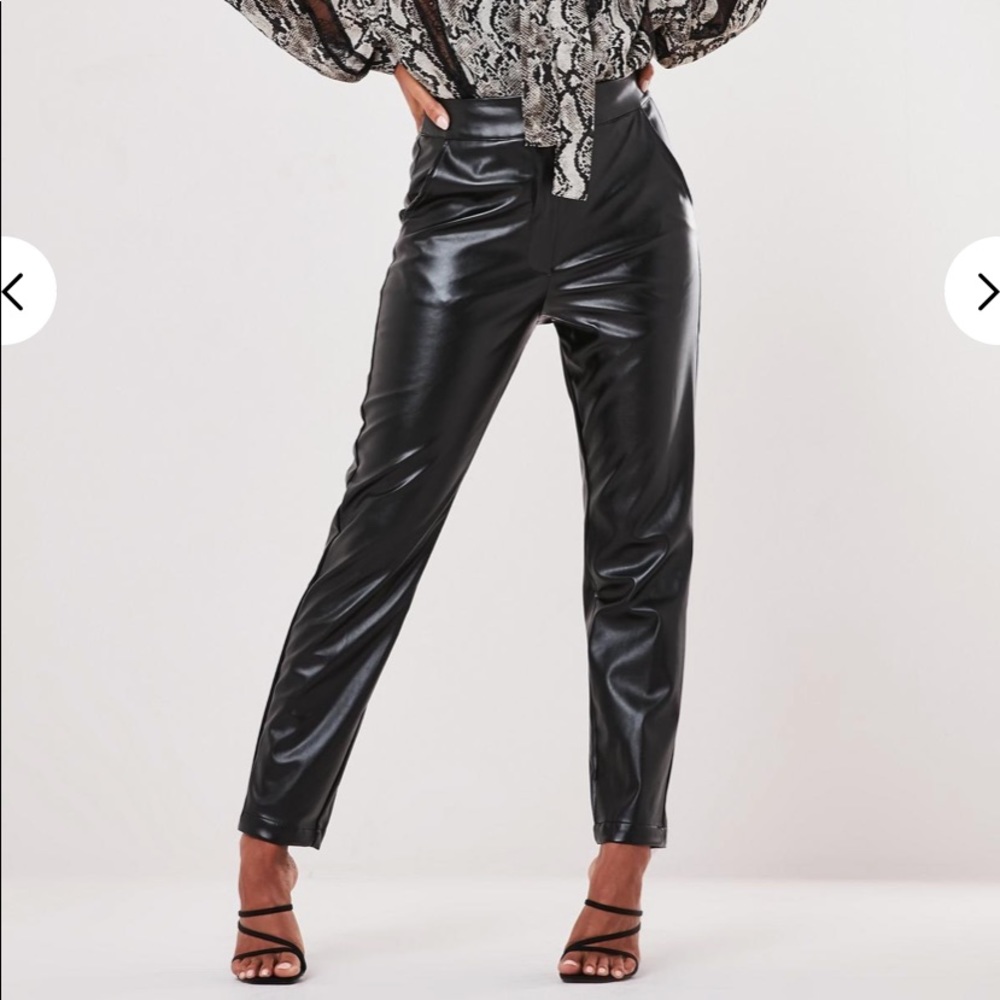 Misguided Faux Leather Straight Leg Pants
